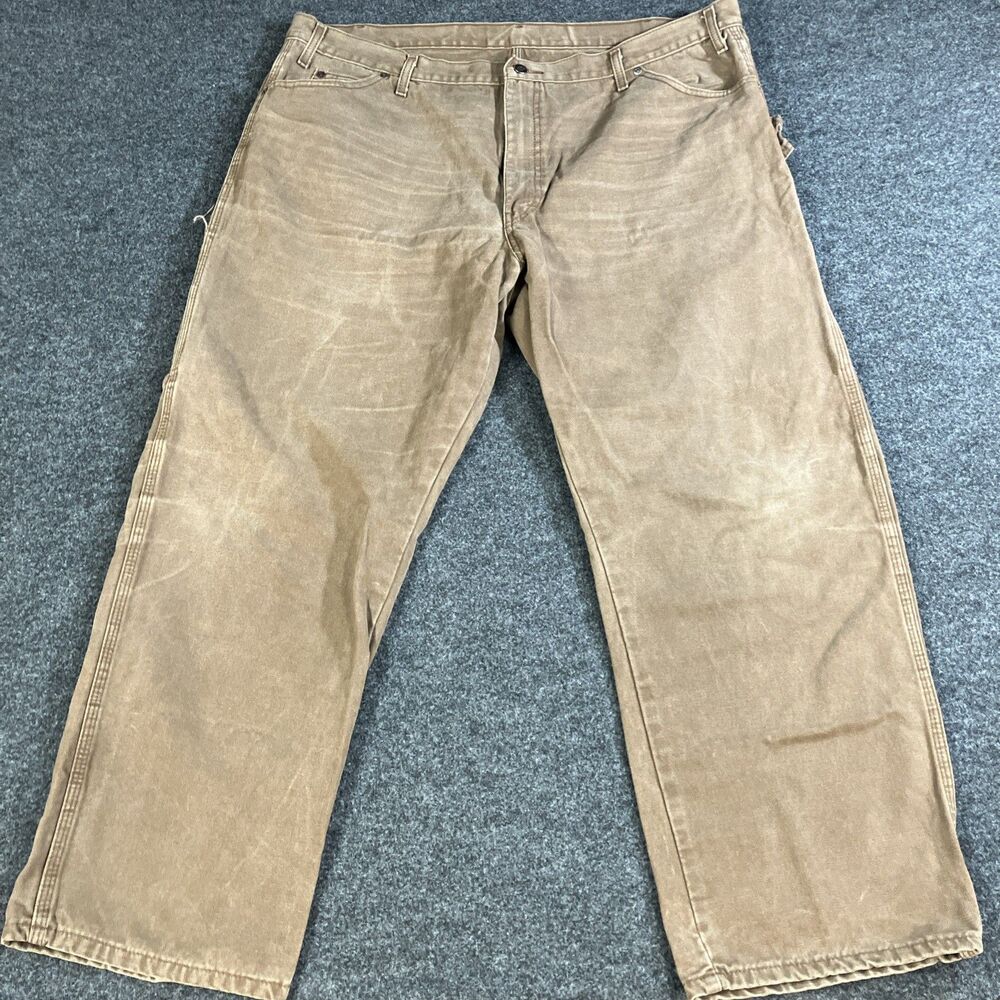 Dickies DU336 RTB Carpenter Pants Mens 42x30 Brown Sanded Duck Canvas Workwear